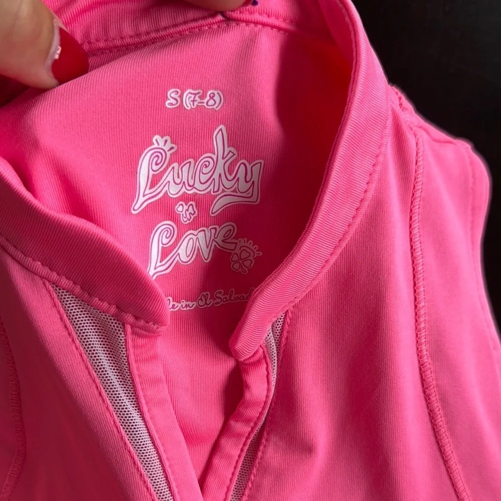 Lucky in Love Pink Fitted Sleeveless Tank Top